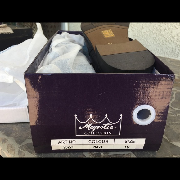 NWT Mens formal slip on leather lining dark navy blue dress shoes - Picture 11 of 12